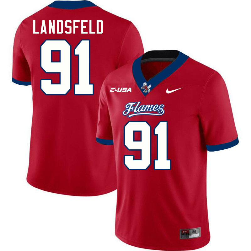 Liberty Flames #91 Marius Landsfeld College Football Jerseys Stitched-Red